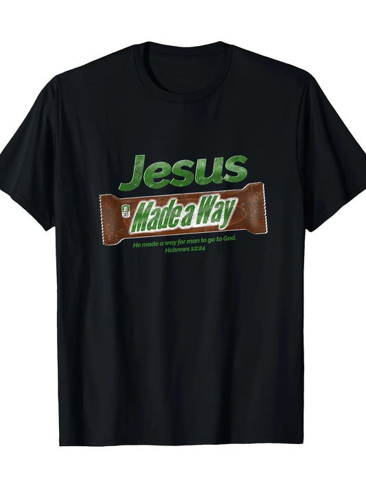 100 Percent Cotton Jesus Made Way Graphic T Shirt For Men Short Sleeve Christian Gift