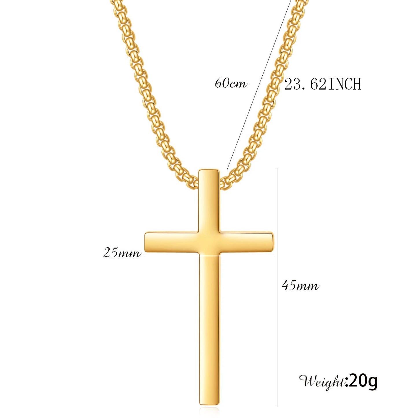 Simple Cross Stainless Steel Necklace for Men