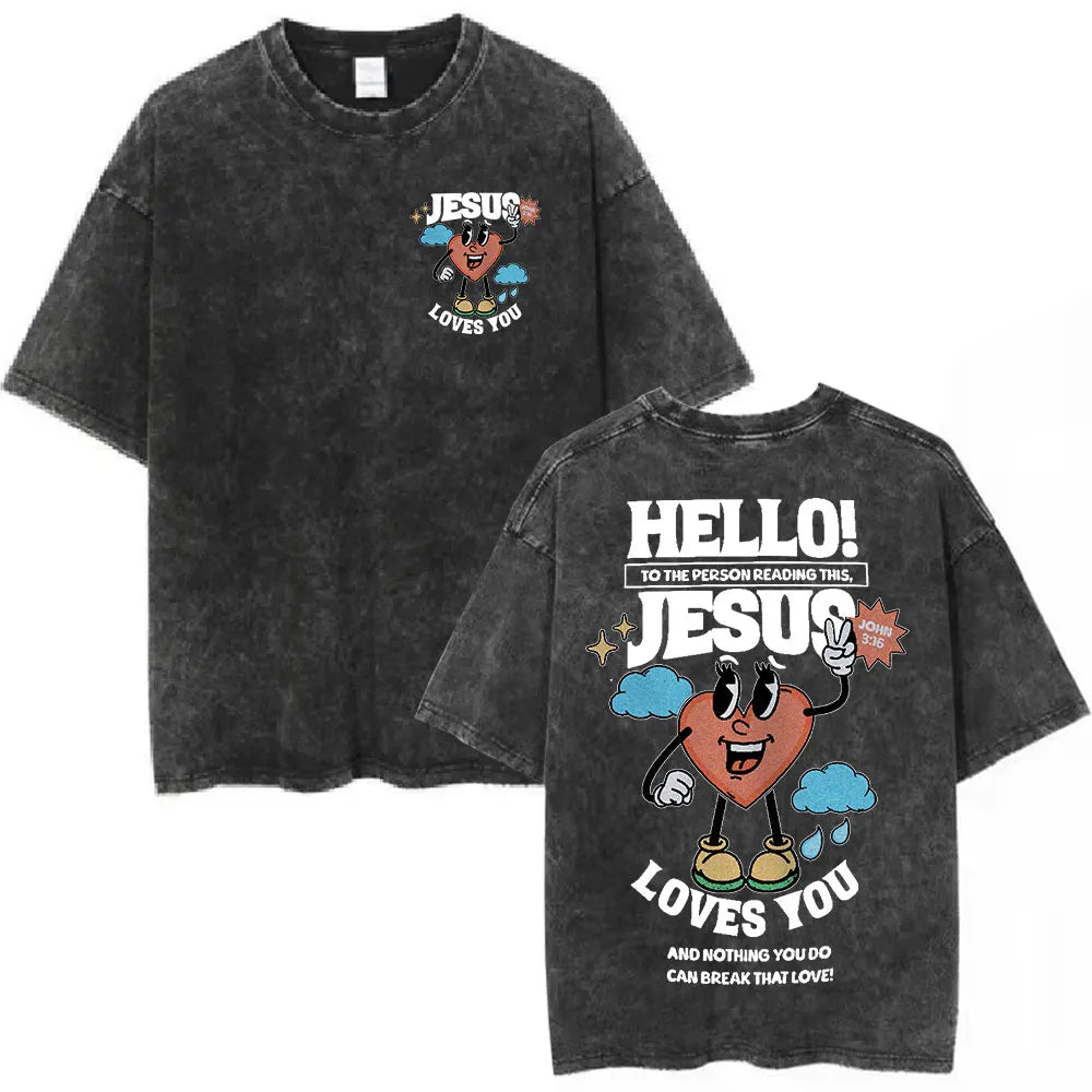 Anhui Bible Verse T Shirt Salvation Jesus Retro Washed