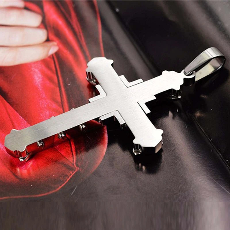 Zinc Alloy Crystal Zirconia Cross Pendant Necklace