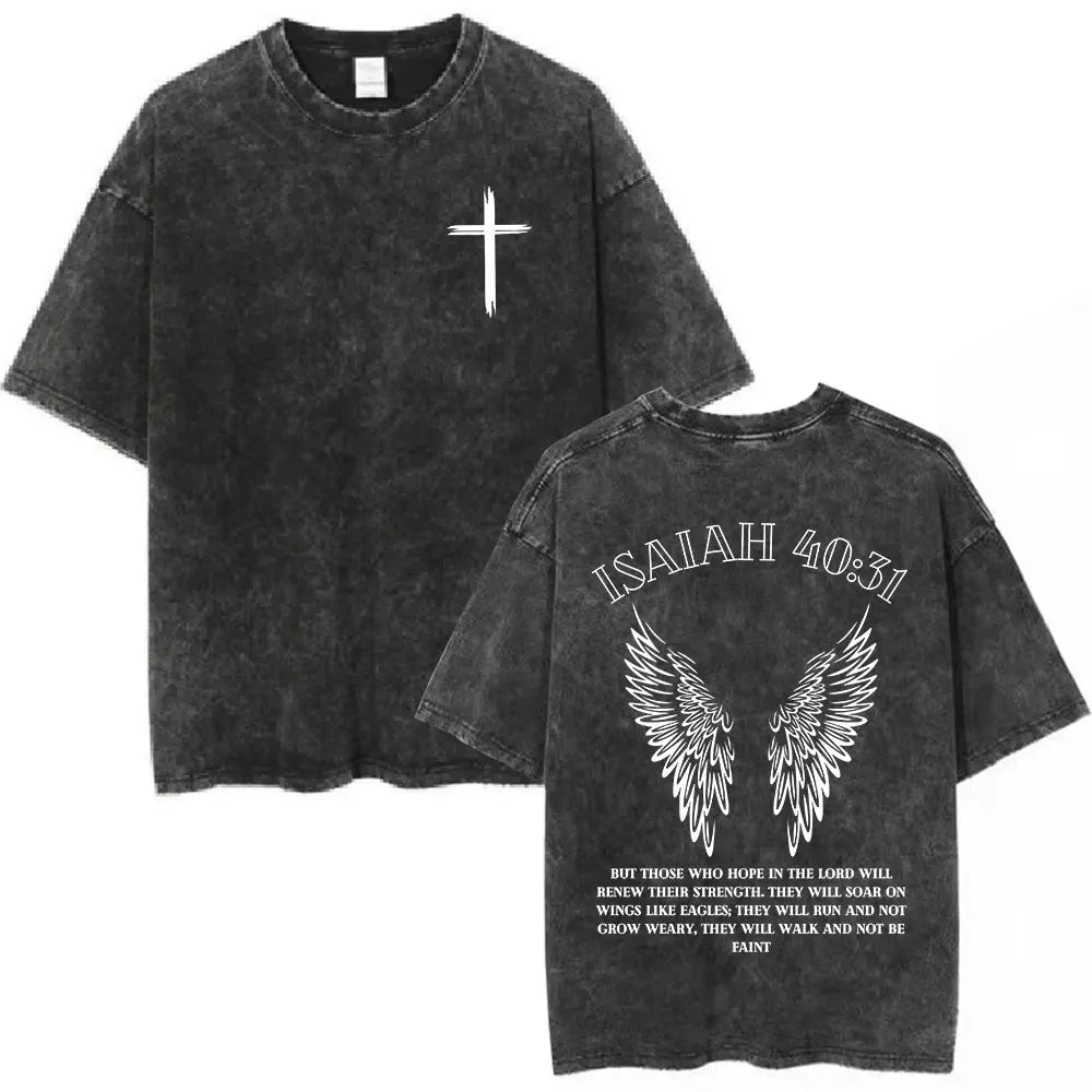 Anhui Bible Verse T Shirt Salvation Jesus Retro Washed