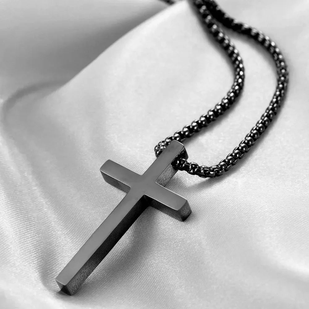 Simple Cross Stainless Steel Necklace for Men