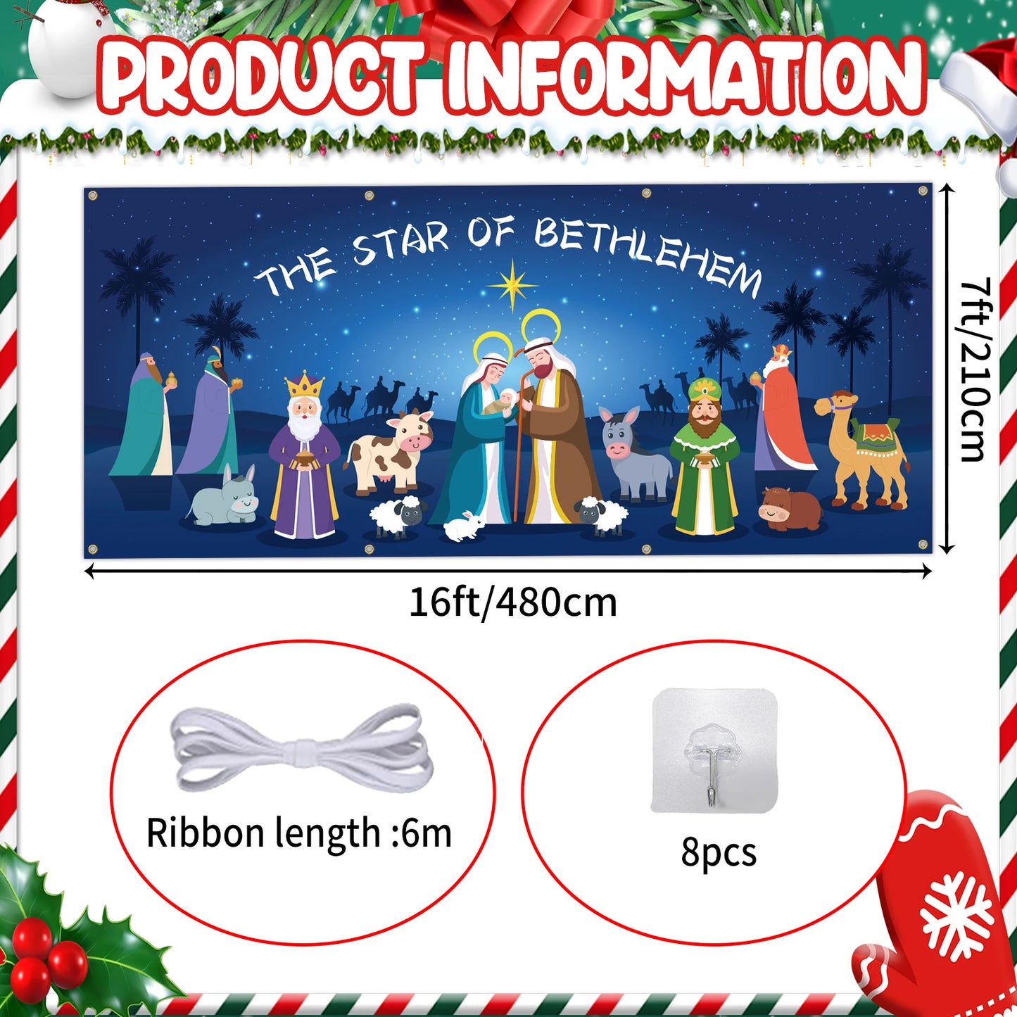 Nativity Christmas Garage Door Cover Decoration For Holidays