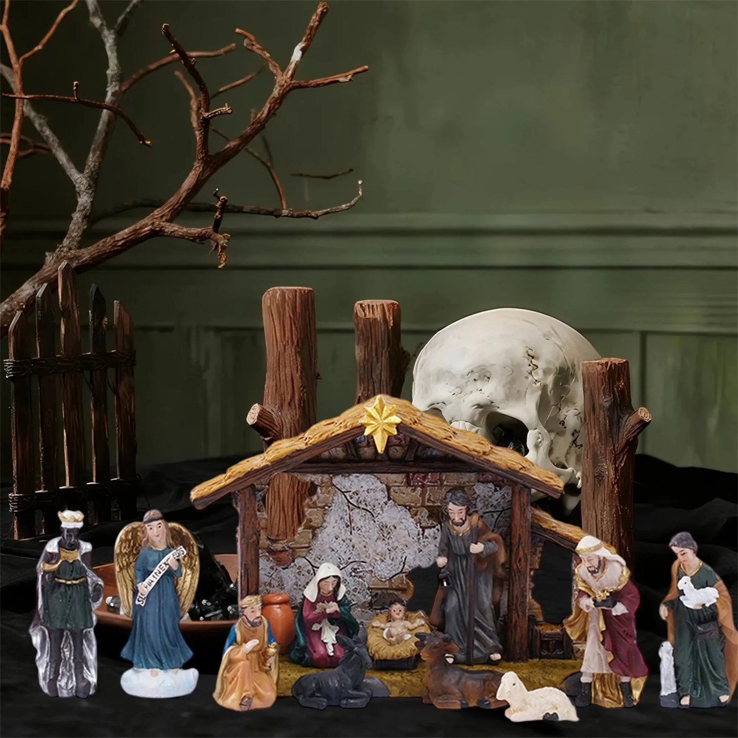 High-concerned Nativity Scene Set 12 Piece Holy Family Figurines