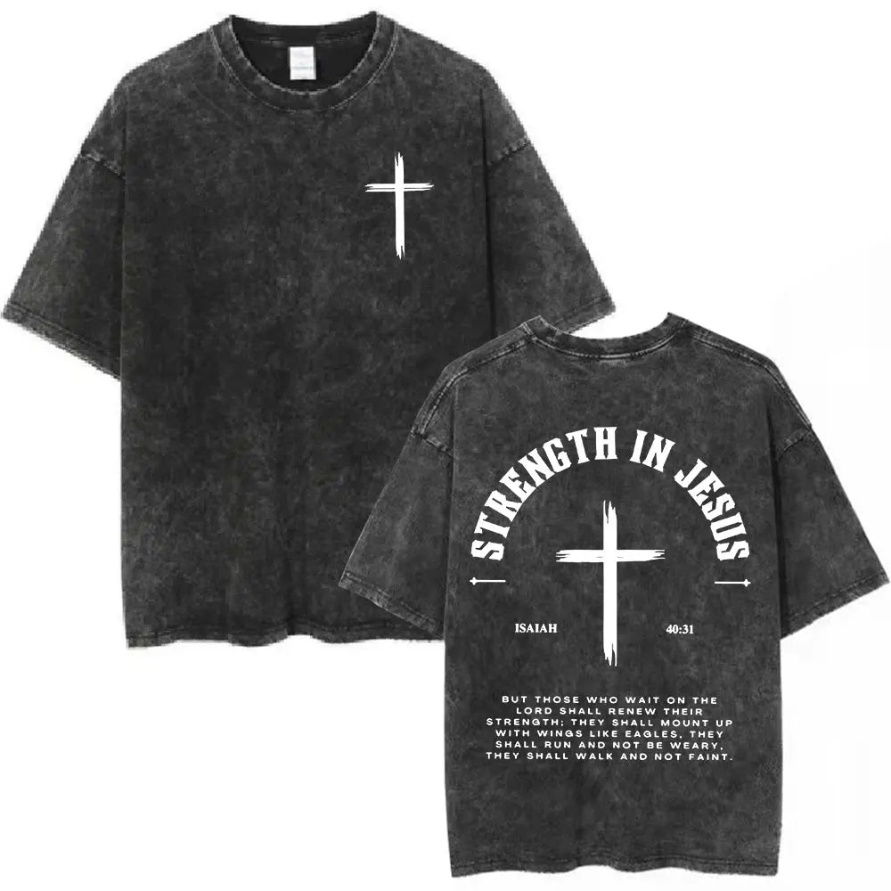 Anhui Bible Verse T Shirt Salvation Jesus Retro Washed