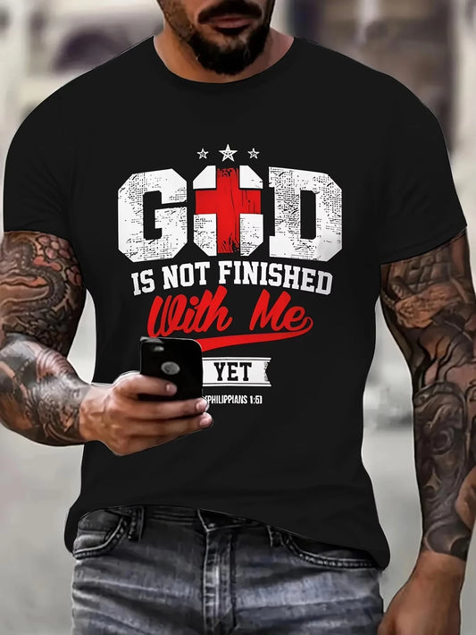 Christian Graphic Tee For Men God Is Not Finished With Me Bible Verse Unisex Cotton T Shirt