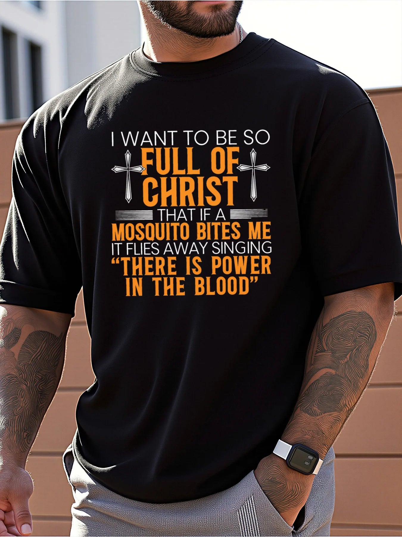 Men 100 Percent Cotton Summer Christian Faith Graphic T Shirt Slim Fit Round Neck Short Sleeve Top