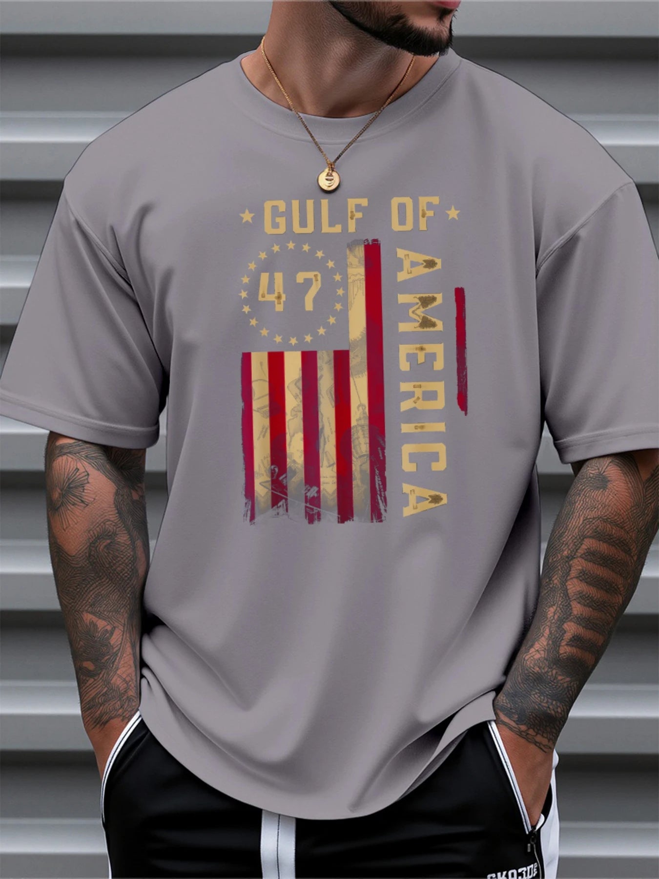 Men's 100 Percent Cotton T Shirt USA Flag Pattern Casual Slim Fit Round Neck Short Sleeve Summer Top