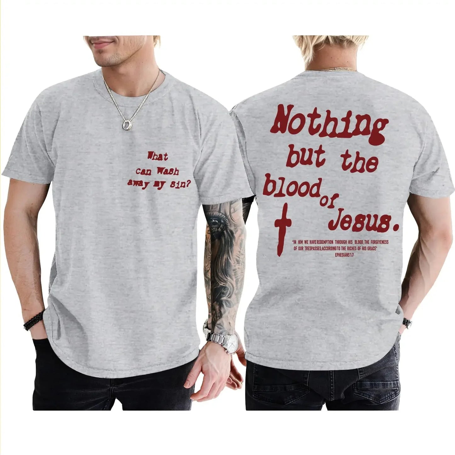 Christian Shirts For Men Cotton Bible Verse T Shirt Jesus God Inspirational Cross Graphic Tee High Quality Top