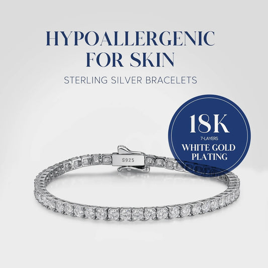 S925 Sterling Moissanite Tennis Bracelet Hypoallergenic Jewelry