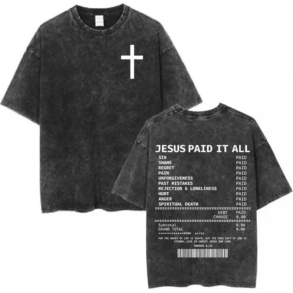 Anhui Bible Verse T Shirt Salvation Jesus Retro Washed