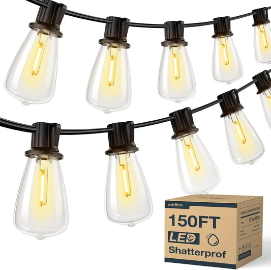 LED Outdoor String Lights Waterproof Patio Weatherproof Dimmable