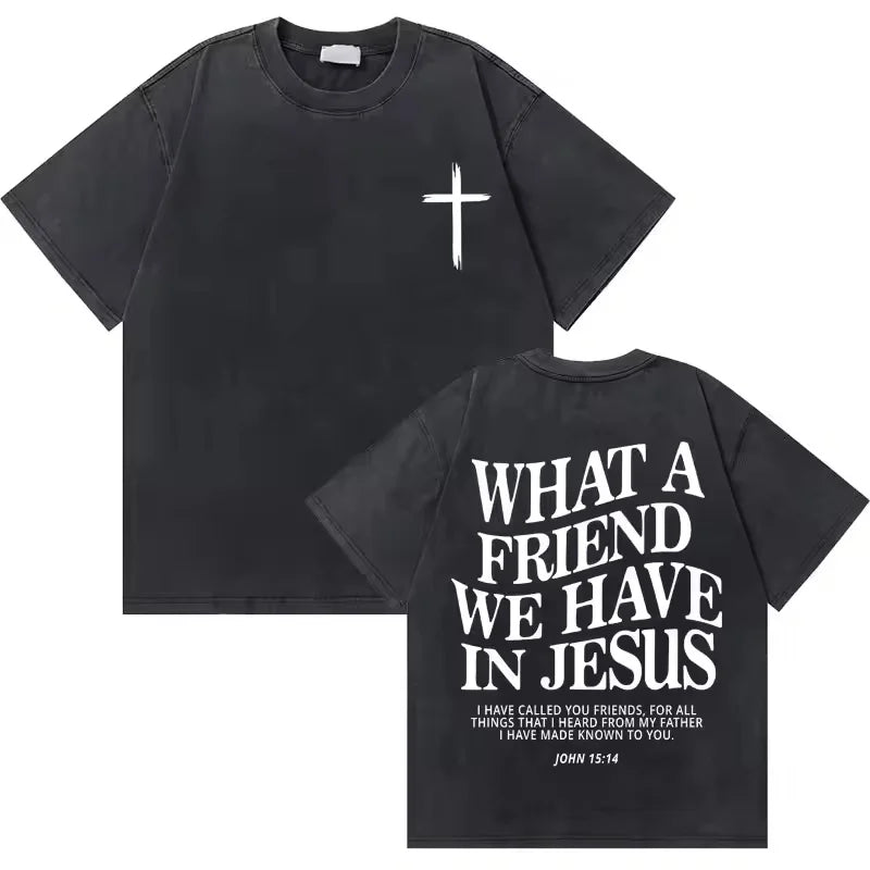 Washed Vintage Christian Jesus Good News God Loves You Bible Verse Graphic T Shirts For Men Women Casual Oversized Tee