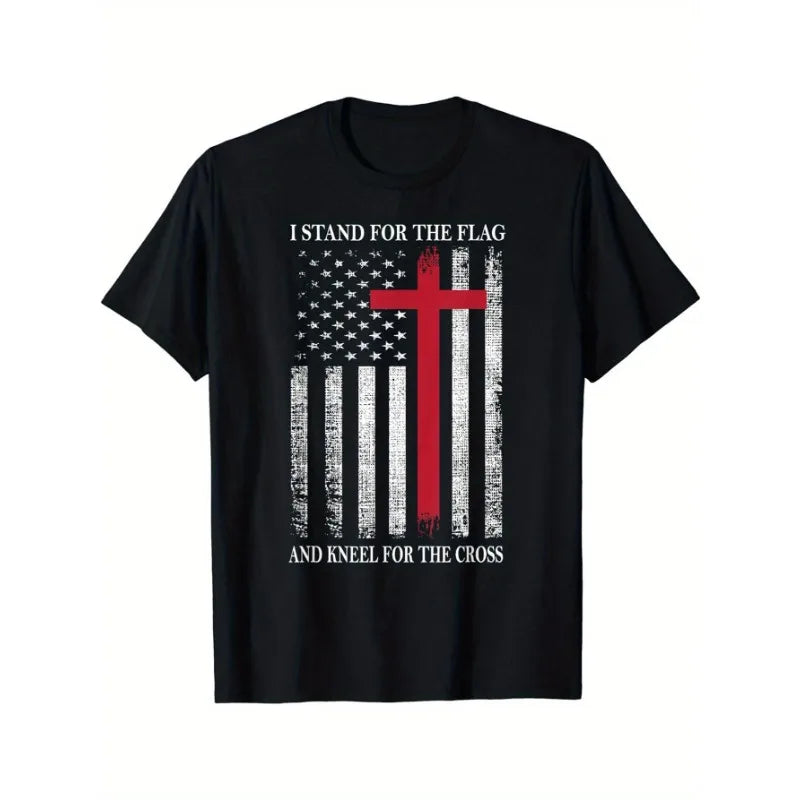 Zhejiang Christian Faith American Flag T Shirt I Stand