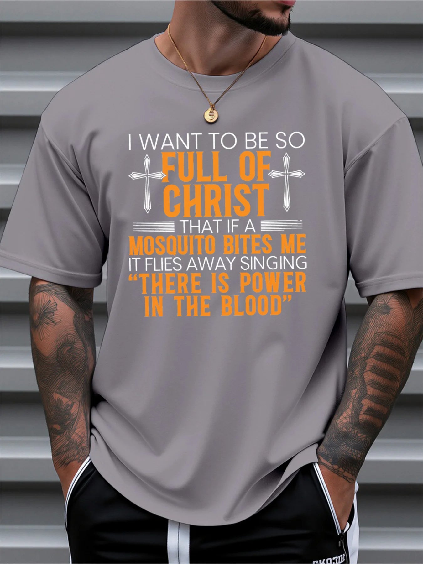 Men 100 Percent Cotton Summer Christian Faith Graphic T Shirt Slim Fit Round Neck Short Sleeve Top