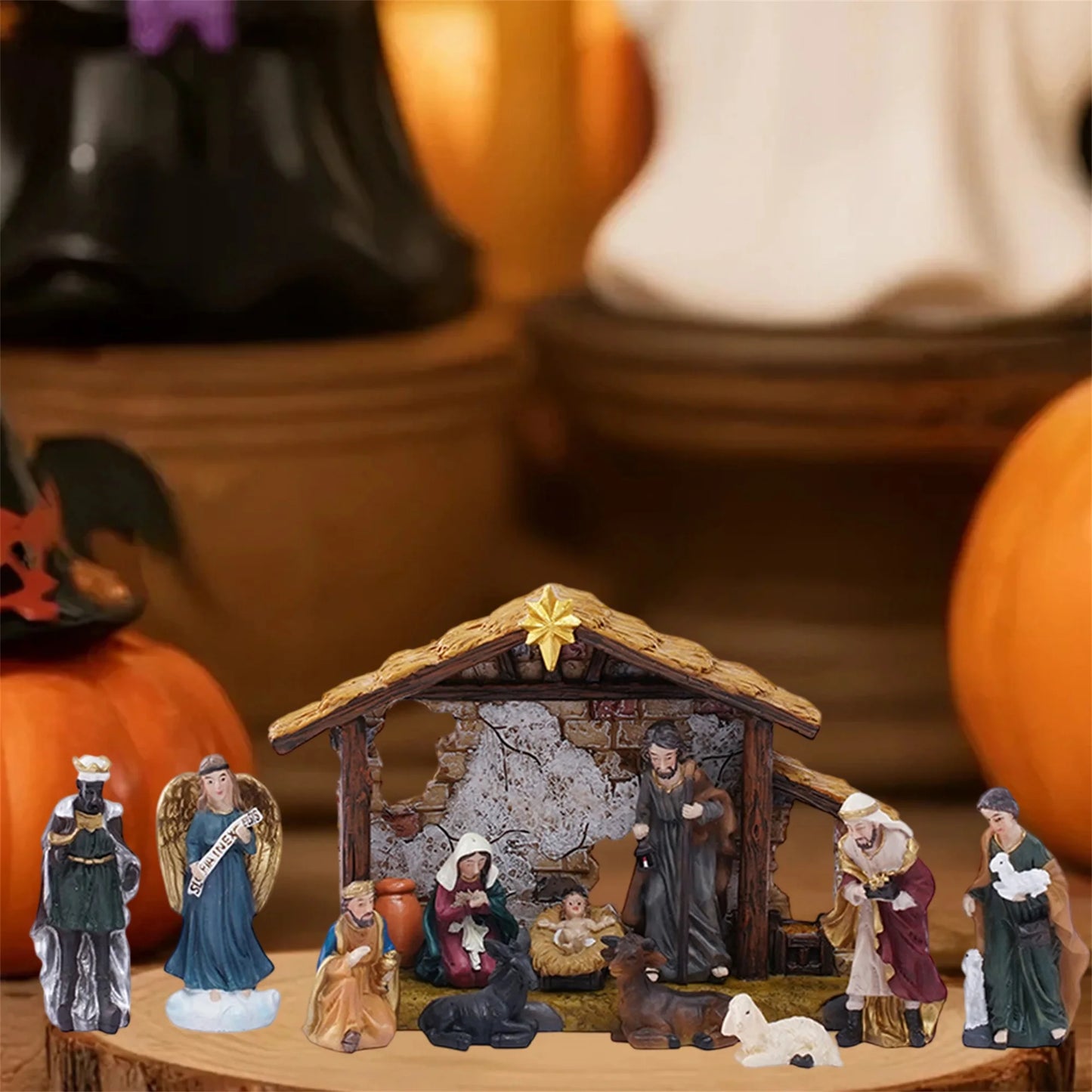 High-concerned Nativity Scene Set 12 Piece Holy Family Figurines