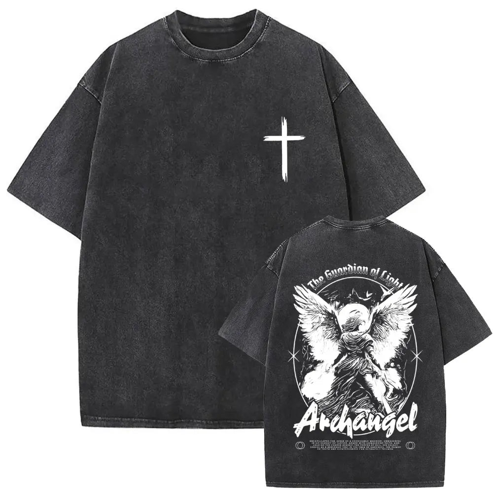 Christian Jesus Faith Over Fear Bible Verse Washed T Shirt Men Women Vintage Oversized Harajuku Cotton T Shirt