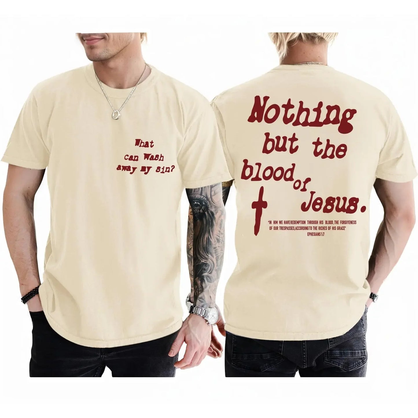 Christian Shirts For Men Cotton Bible Verse T Shirt Jesus God Inspirational Cross Graphic Tee High Quality Top