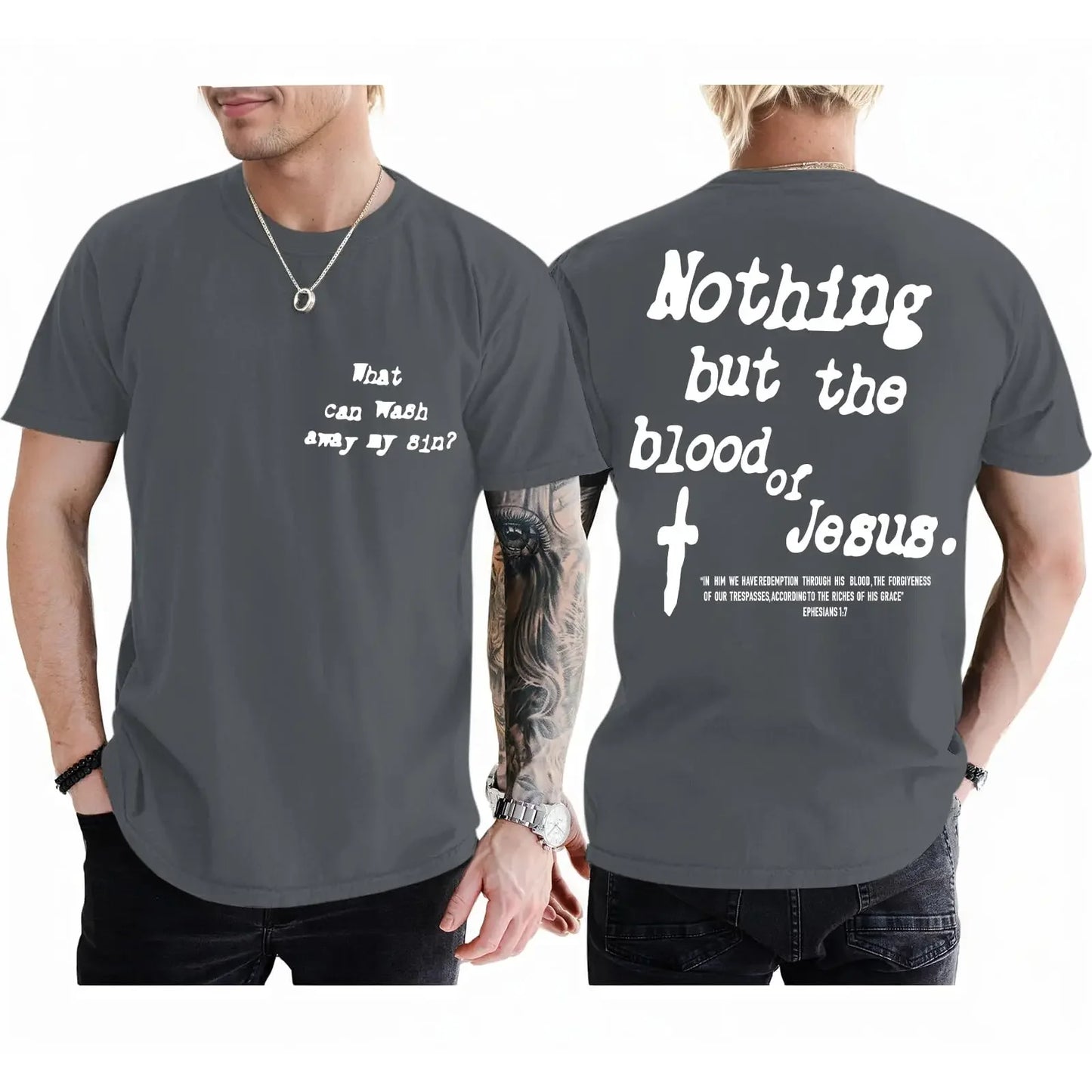Christian Shirts For Men Cotton Bible Verse T Shirt Jesus God Inspirational Cross Graphic Tee High Quality Top