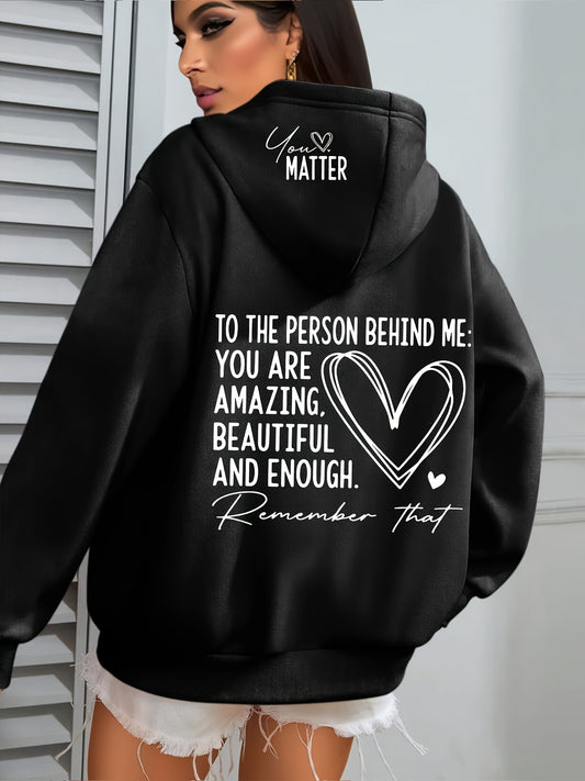 Womens Vintage Fleece Lined Hoodie With Positive Print