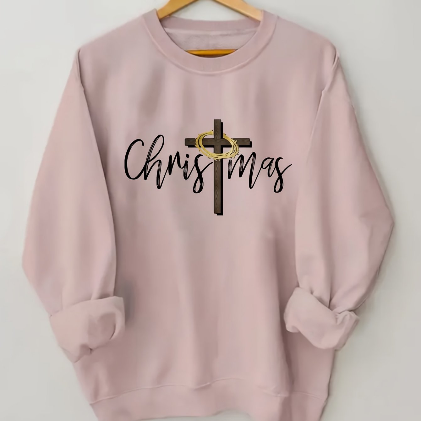Oversized Crewneck Sweater With Cross Print