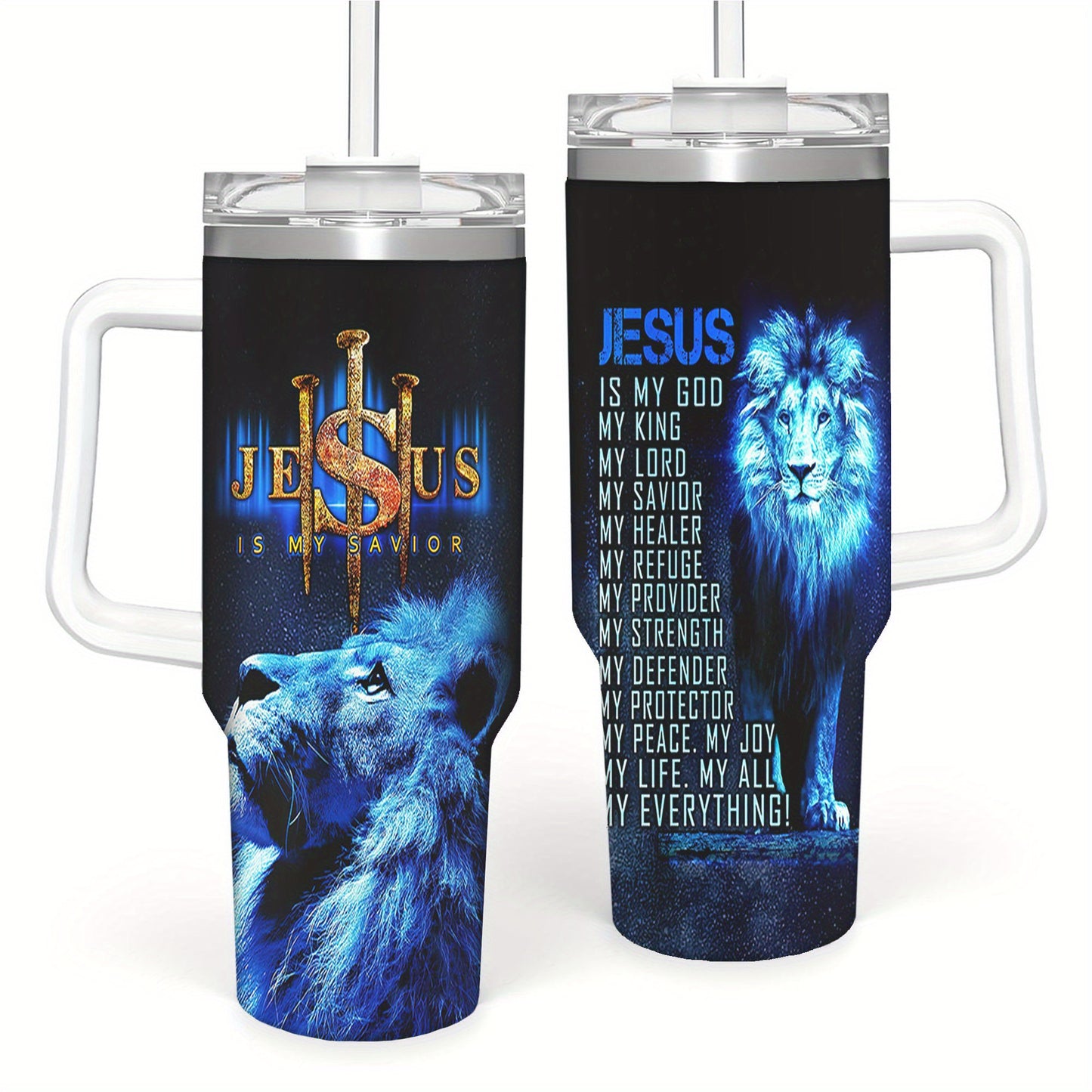 Jesus Lion Art Travel Mug Double Wall Insulated Gift