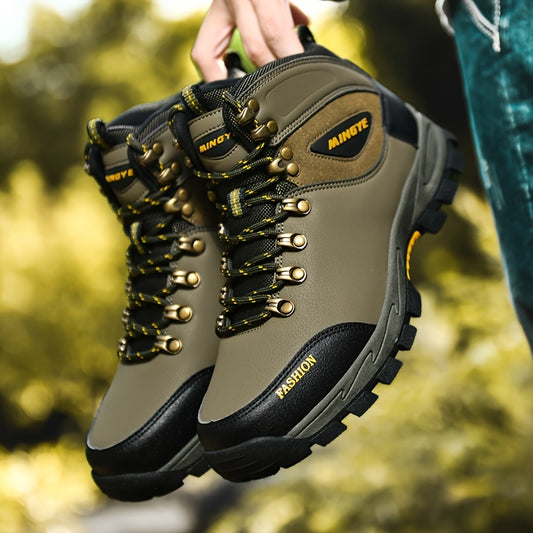 Stylish Geometric Men's High-Top Casual Sneakers with Durable Synthetic Upper and TPR Sole for Outdoor Adventures Sports Streetwear and Hiking