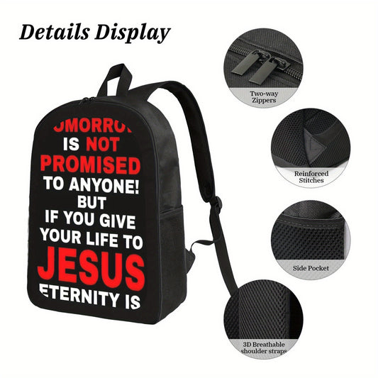 Christian Faith Backpack With Jesus Quote Laptop Bag
