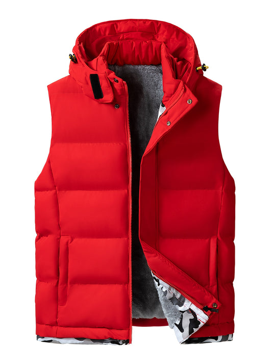 Mens Hooded Winter Vest Casual Street Polyester Jacket