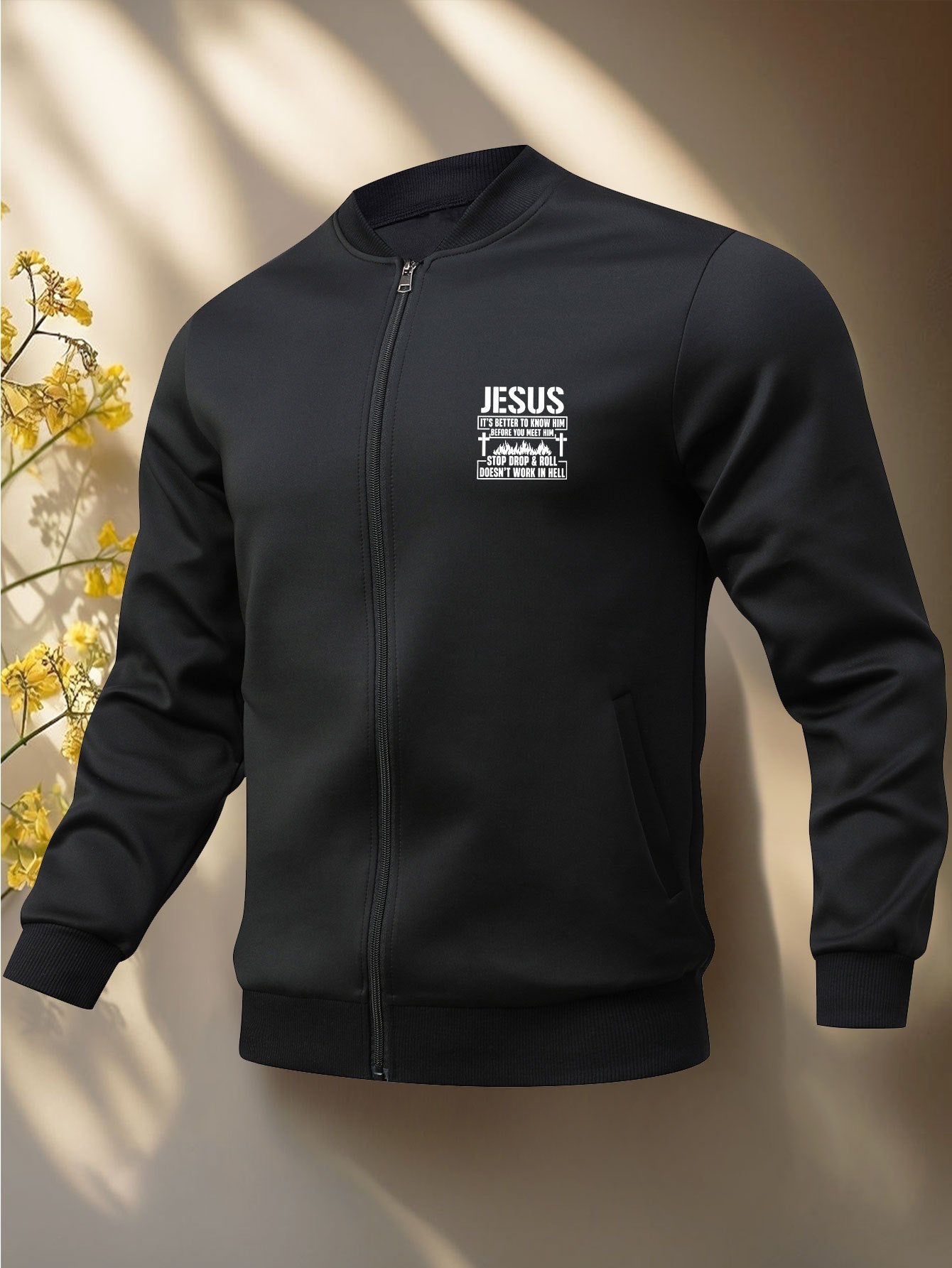 Christian Bible Message Zip Front Jacket for Church