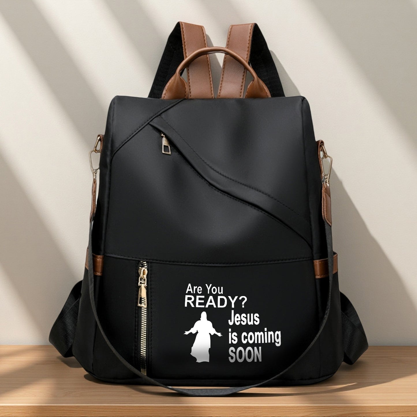 IHDP Lightweight Jesus Print Backpack For Daily Commute