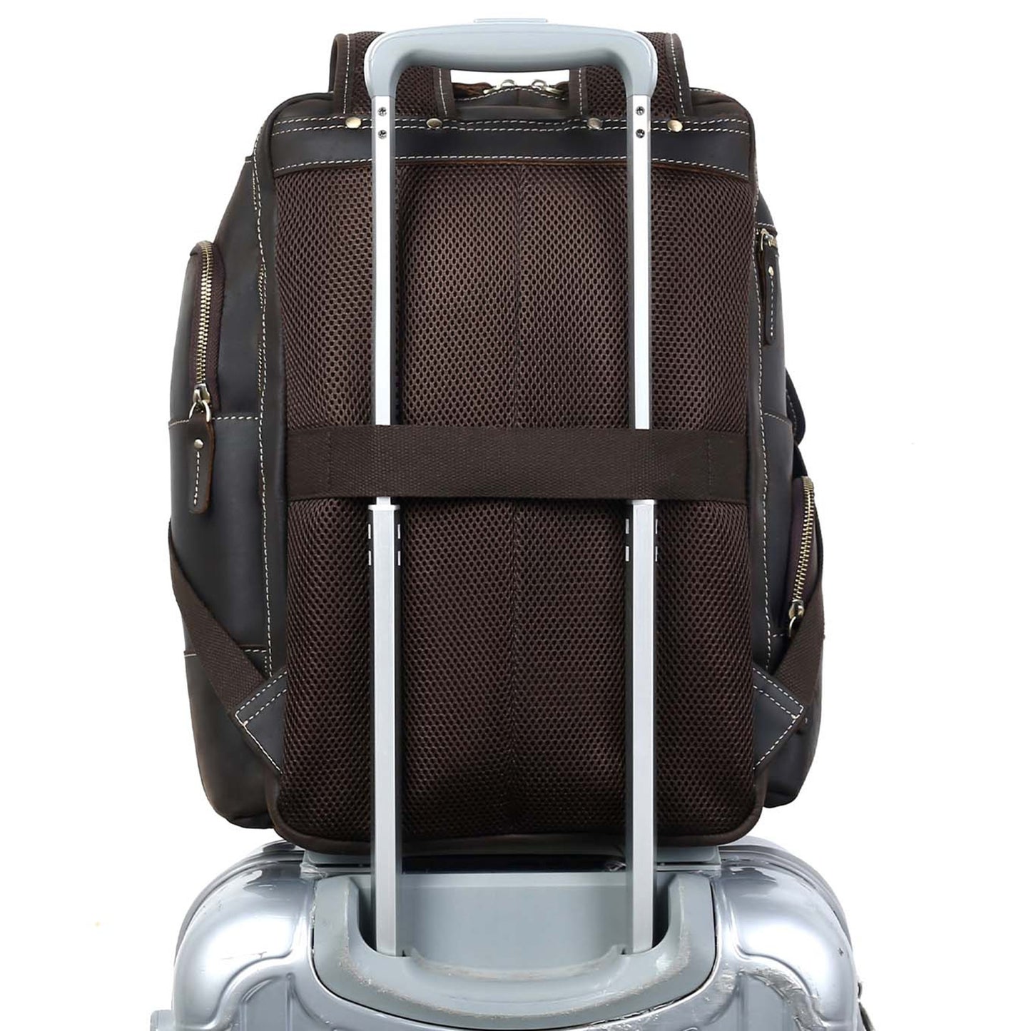 Genuine Leather Laptop Backpack Large Capacity Rucksack