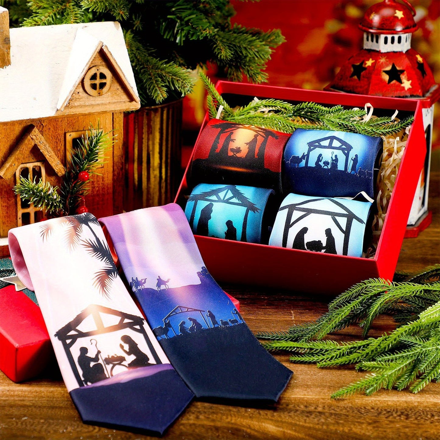 PATELAI Nativity Christmas Neckties For Men 6pc Bulk Pack