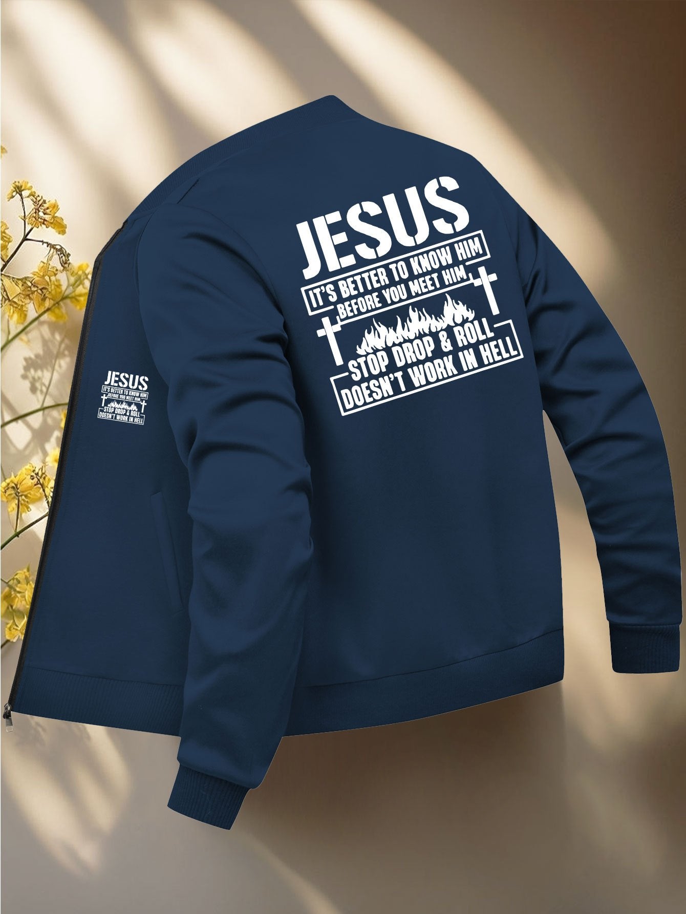 Christian Bible Message Zip Front Jacket for Church