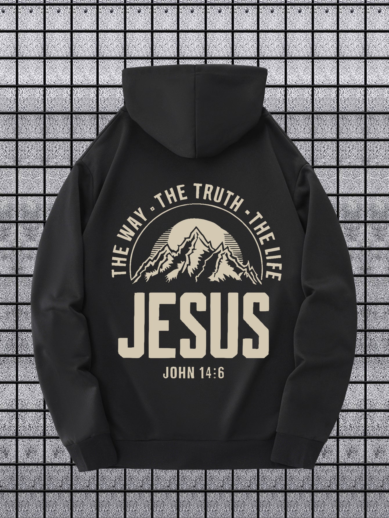 Velvet Hooded Sweatshirt With Jesus Print Casual Pullover