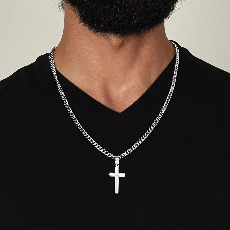 To My Husband Cuban Chain Cross Pendant Necklace