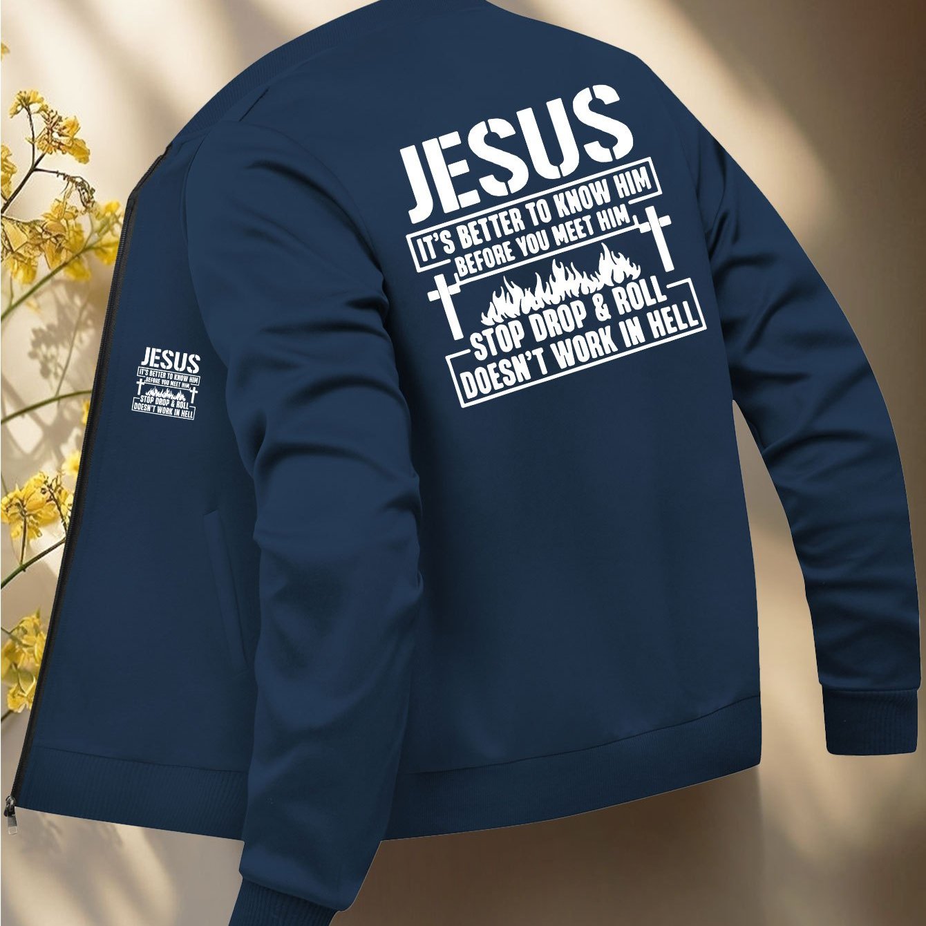 Christian Bible Message Zip Front Jacket for Church