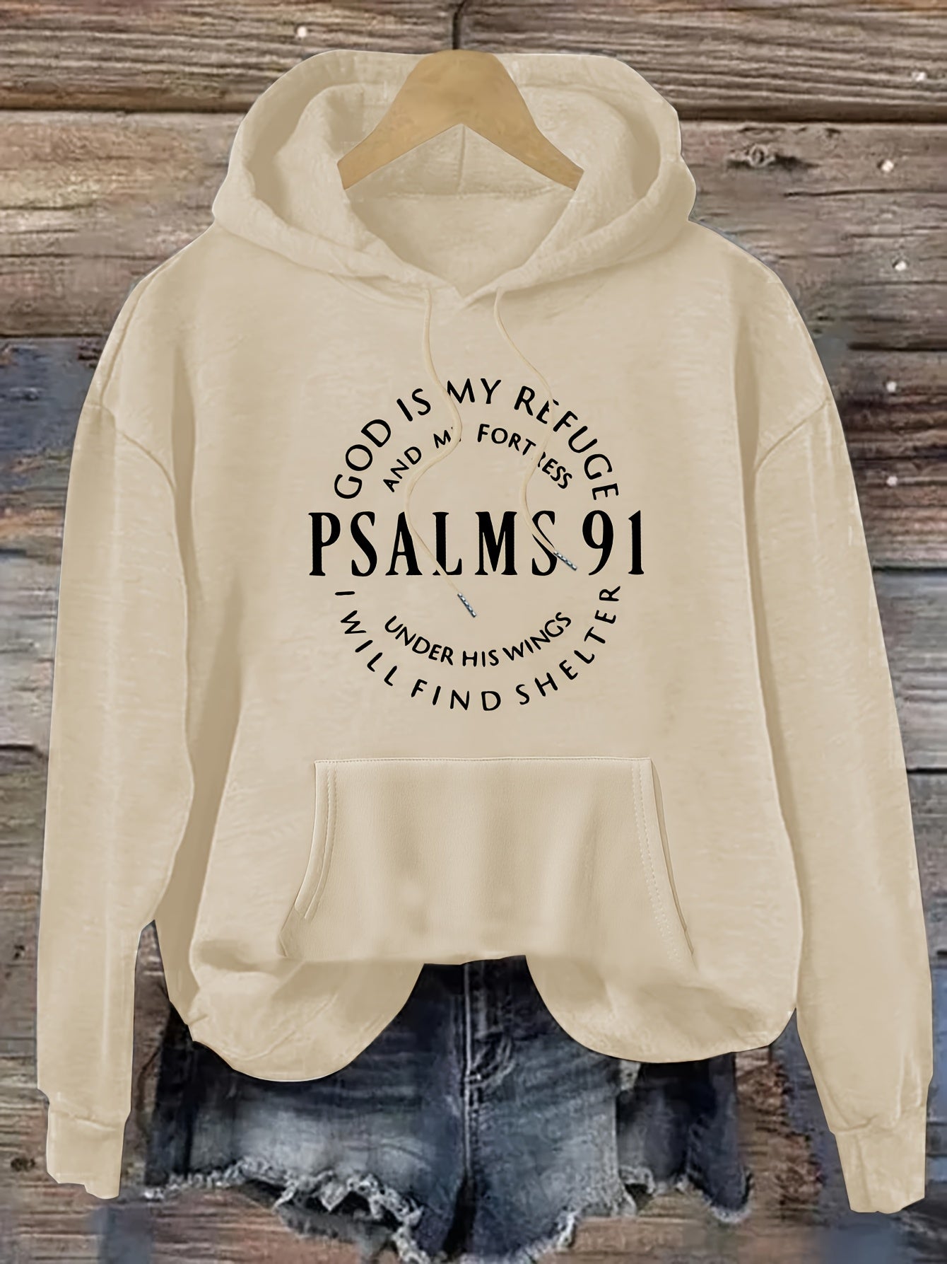 Stylish Psalm Womens Graphic Hoodie Soft Polyester Pullover