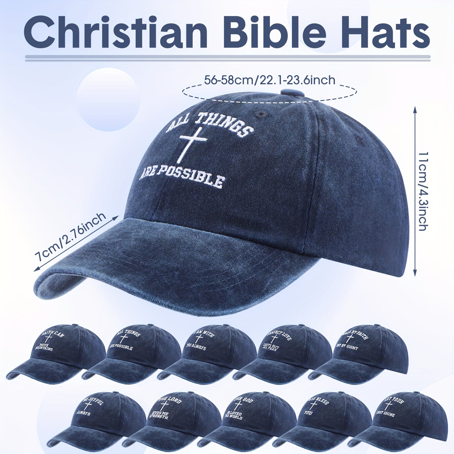 Christian Baseball Caps With Cross Bible Verse Designs