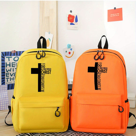 Christian Faith Backpack Lightweight Laptop Bag Cross Print
