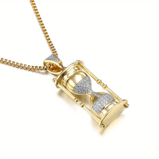 S925 Silver Hourglass Pendant Hip Hop Necklace