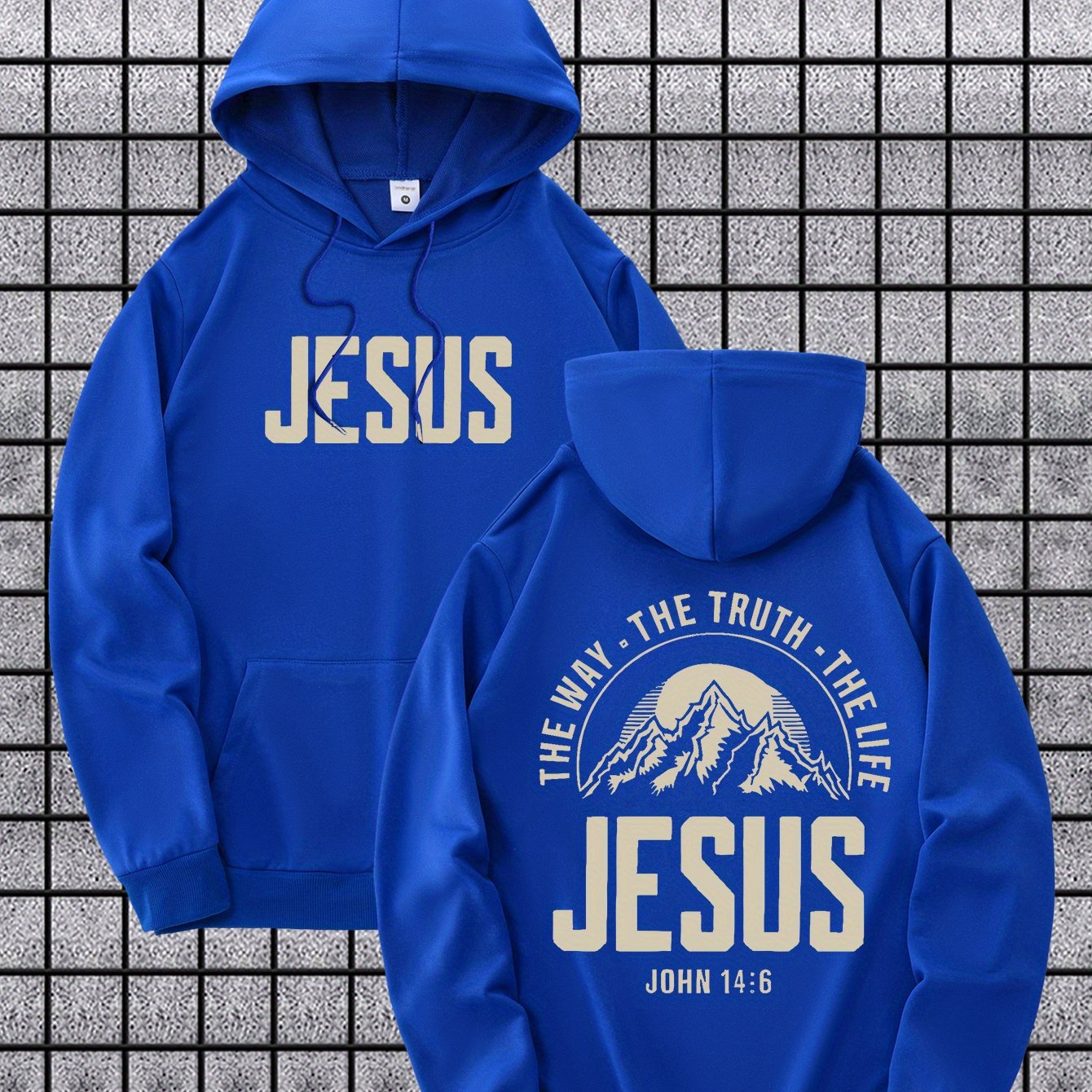 Velvet Hooded Sweatshirt With Jesus Print Casual Pullover