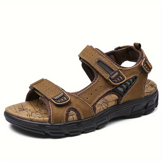 In His Divine Power Leather Sandals With Hook Closure