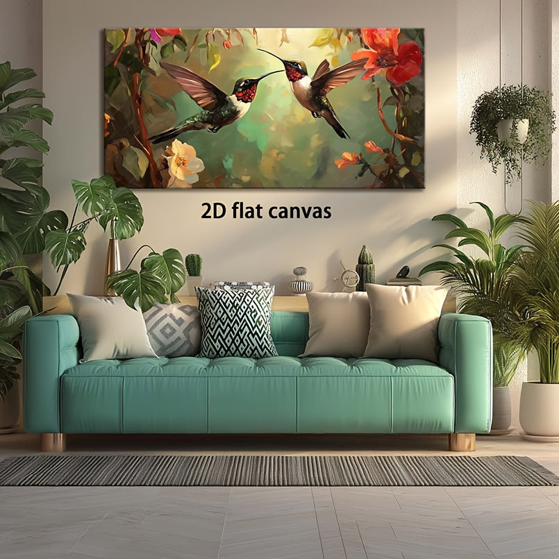 Hummingbird Canvas Wall Art Modern Abstract Landscape Print