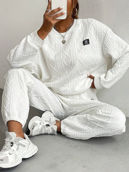 IHDP Chic Off Shoulder Sweatshirt And Joggers Set Polyester