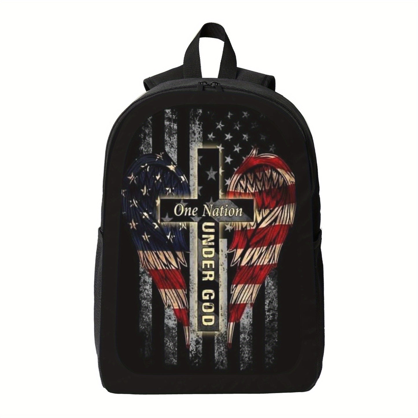 Womens Lightweight Laptop Backpack Patriotic Cross Heart