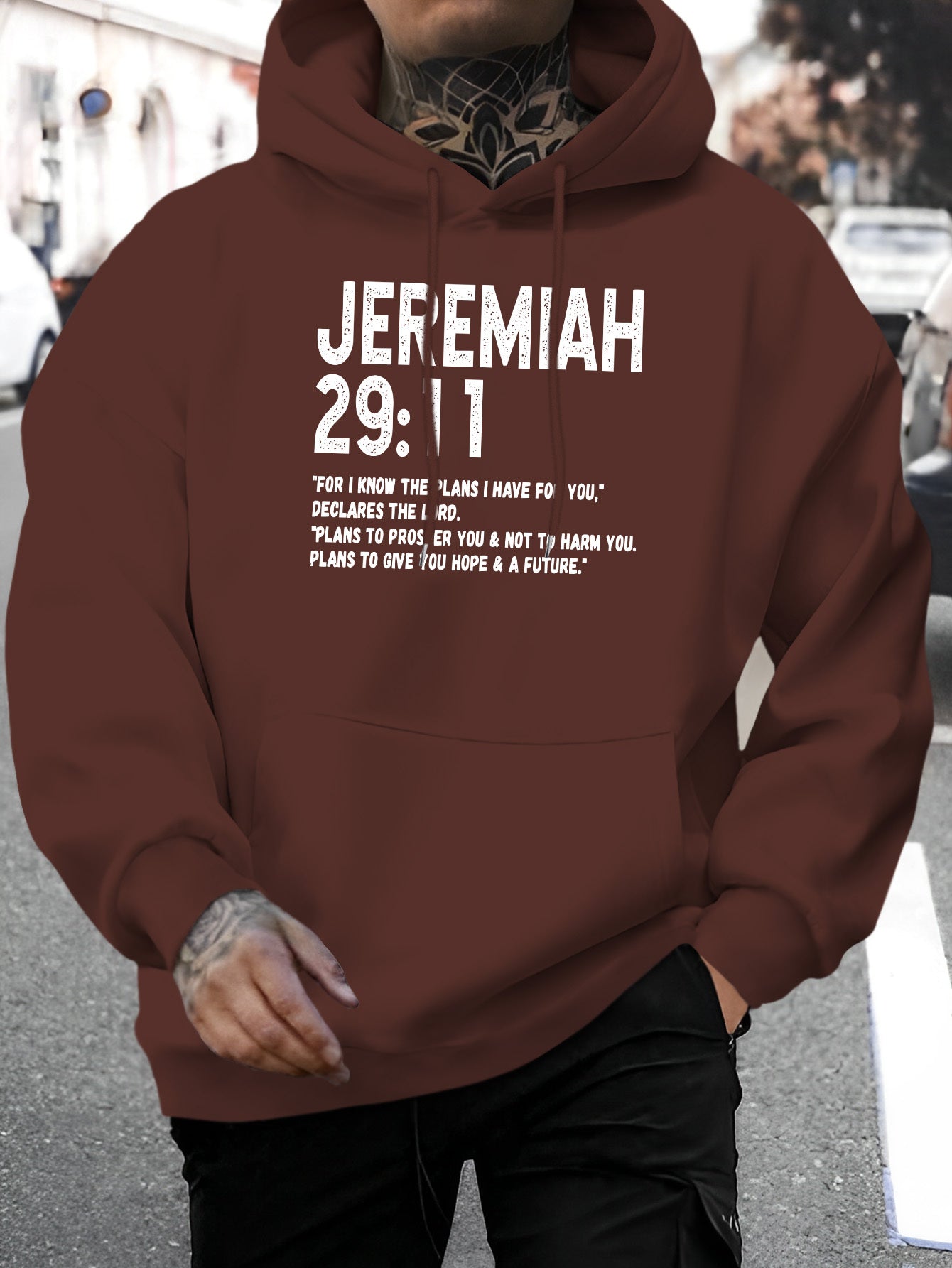 In His Divine Power Jeremiah 29 11 Hoodie Mens Polyester