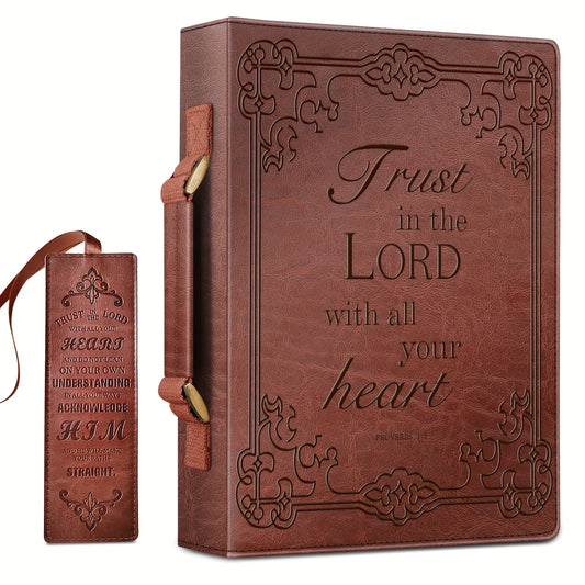 1pc PU Leather Bible Cover with Handle Trust in the Lord Design