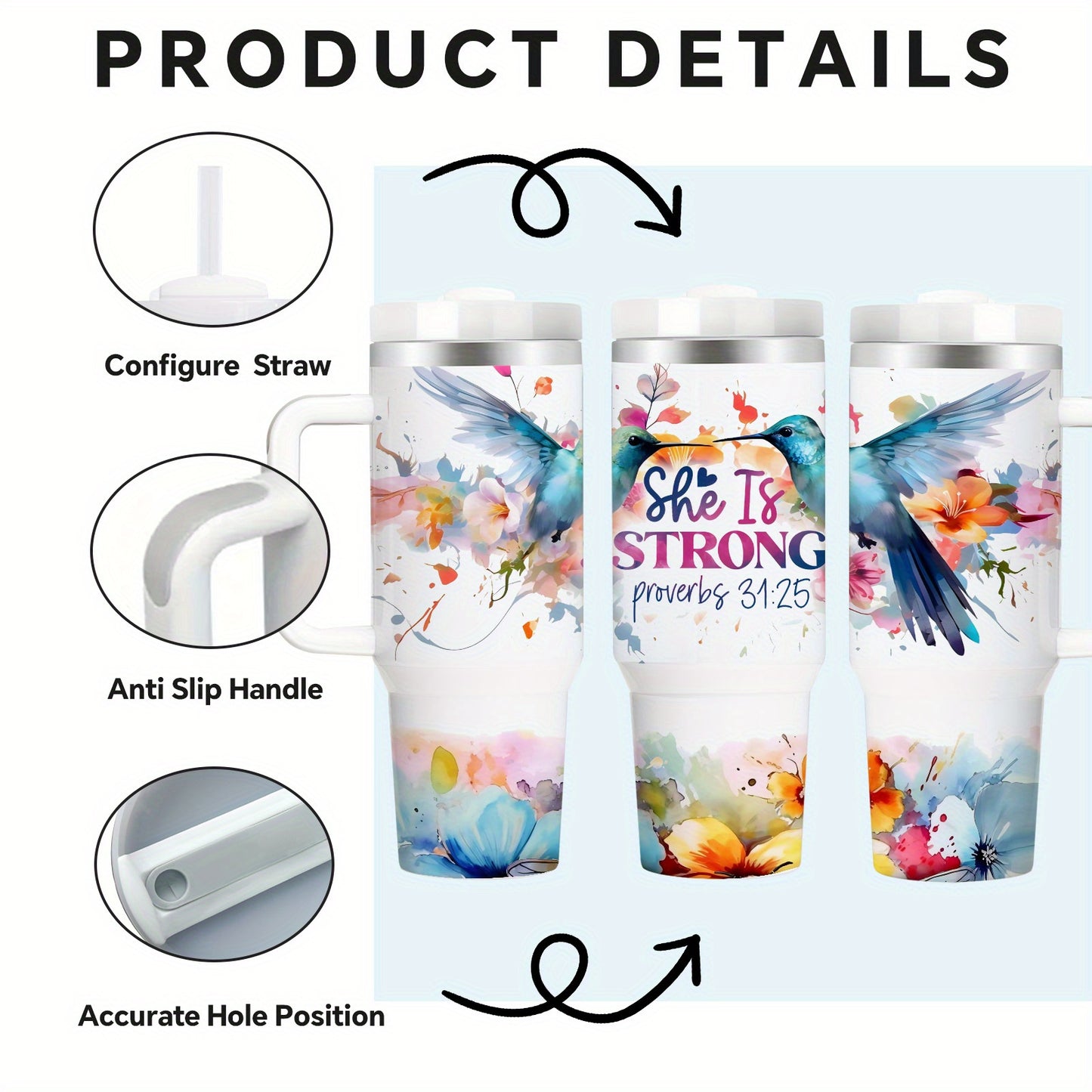 Mikenda Vacuum Insulated Mug Double Wall Stainless Steel Tumbler