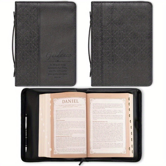 Mens Classic Faux Leather Bible Cover Guidance Prayer